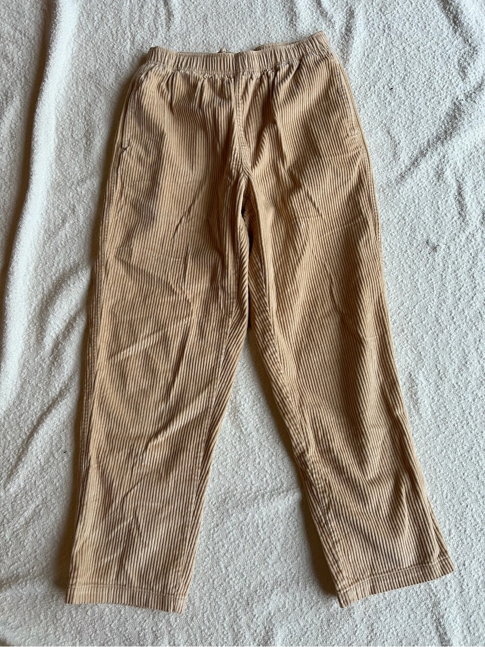 OBEY Tan Corduroy Elastic Waist Pants S Small Skate Carpenter Streetwear